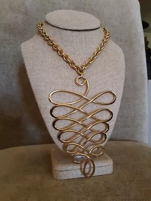 Rare Vintage 1970's Gold Tone Napier Modernist Statement Swirl Runway Necklace  • $89