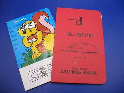 2 Vintage Bank DIME Savers Books FULL Squirrel Johnstown PA 1970s 1980s Savings • $6.50