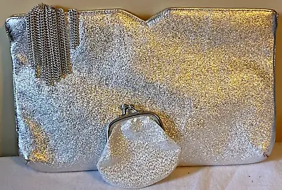 MM Morris Moskowitz NEW Silver Clutch & Coin Purse Party Wedding • $25