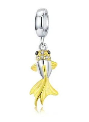$32.50 • Buy LUCKY YELLOW KOI FISH Genuine S925 Sterling Silver Charm By Charm Heaven NEW