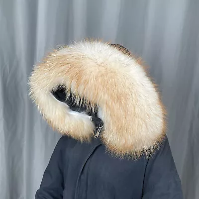 Luxury Real Raccoon Fur Scarf Winter Warm Coat Collar Thick Fluffy Wraps Unisex • $37.99