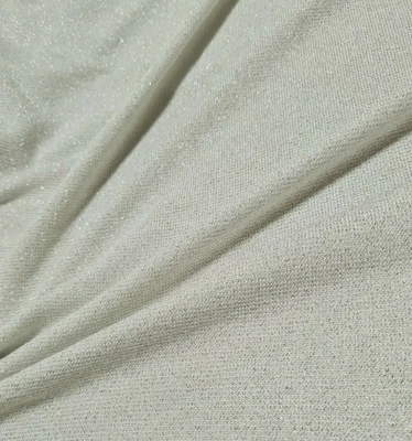 £4.99 • Buy  Knit Jersey Fabric Silver Shiny Stretch White Sold By The Metre