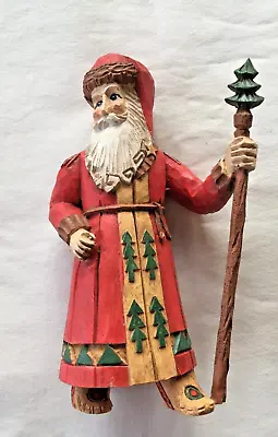 Vintage Midwest Importers Christmas Santa Figurine W/ Christmas Tree Staff • $11.95