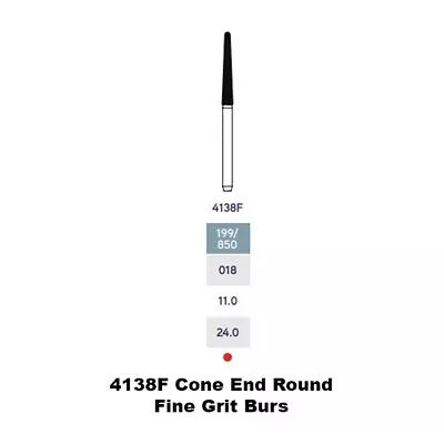 MICRODONT Cone Shape 3138F (FINE) FG Diamond Burs 10/pk Made In Brazil • $49.95