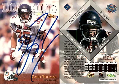 Zach Thomas Signed 1996 Classic NFL Rookies #38 Card Miami Dolphins Auto AU • $0.76