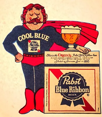 VTG 70s PABST Red White COOL Blue Mustache Ribbon Beer PBR USA T-shirt Iron-on • $47.49