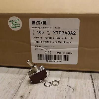 100 PC- Eaton XTD3A3A2 AC Rated ON/OFF Toggle Switch 125/277 VAC 10-20A3/4 Hp • $169.99