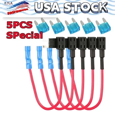 5Pcs Fuse TAP ADAPTER KIT 12V 15 Amp Car Add-a-circuit Mini ATM APM Blade Fuse • $4.70