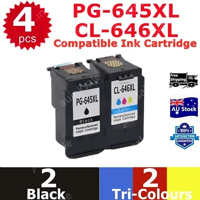 4x PG645XL CL646XL Remanufactured Ink Cartridge For Canon MG2560 TS3160 TS3460 • $96.90