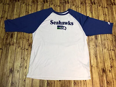 Nike SEATTLE SEAHAWKS White NFL Football 1/4 Sleeve Vintage Logo MENS Shirt 2XL • $19.99