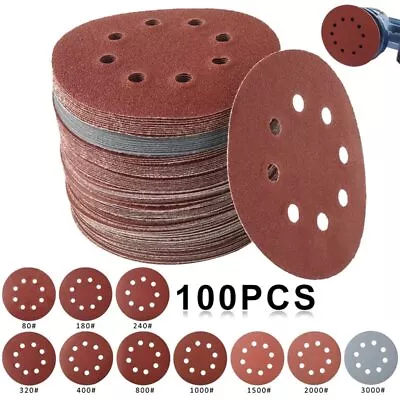 125mm 5  Sanding Discs 40 - 3000 Grit Orbital Sander 8 Hole Pads Premium Quality • £25.99