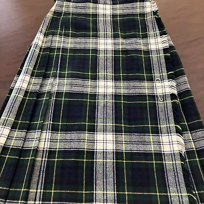 Clan Laird Kilt Blue/Green/White/Yellow Plaid Skirt W/Pin Size 12 Scotland • $19.99