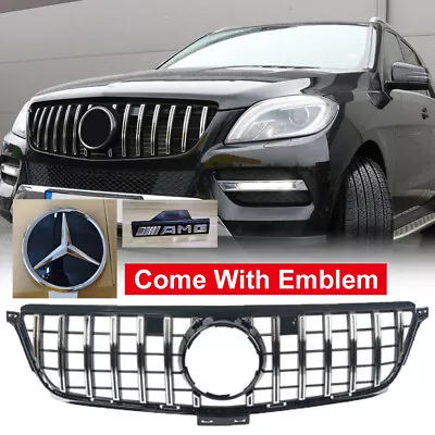 GT R Grille For 2012-2015 Mercedes Benz W166 ML-CLASS Facelift Chrome W/Emblem • $124.99