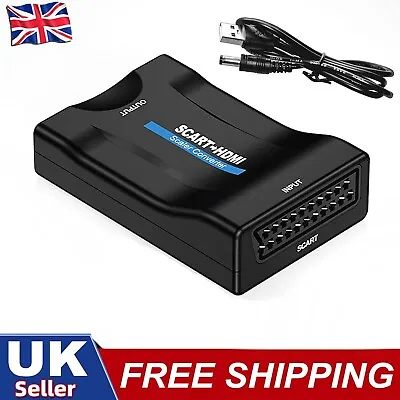 SCART To HDMI Converter Composite Audio Video Scaler With HDMI Cable AV Adapter • £6.25