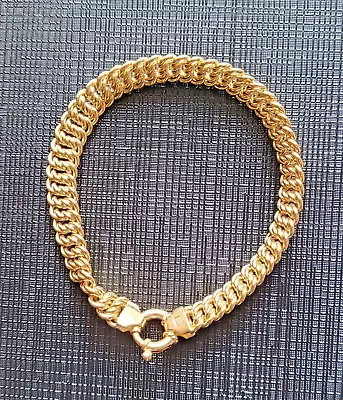 New 14k Solid Yellow Gold High Polished Infinity Link Bracelet 7.5  Long Unisex • $877