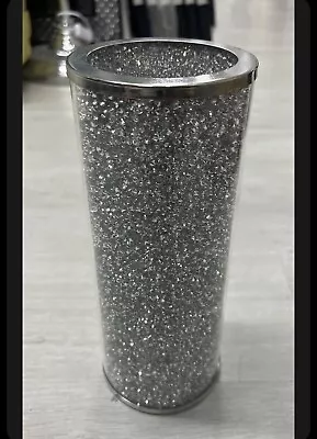£19.99 • Buy Luxury Mirrored Crushed Crystal Diamond Round Decorative Vase For Flowers Home