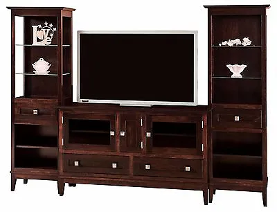 Amish Modern TV Entertainment Center Wall Unit Venice Transitional Solid Wood • $4310.77