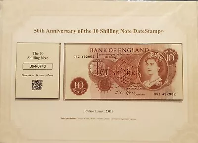 Datestamp 10 Shilling Banknote 50th Anniversary • £34.99