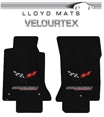 1997-2004 C5 Corvette Lloyd Velourtex Frt Black Floor Mat Racing Logo • $160.99