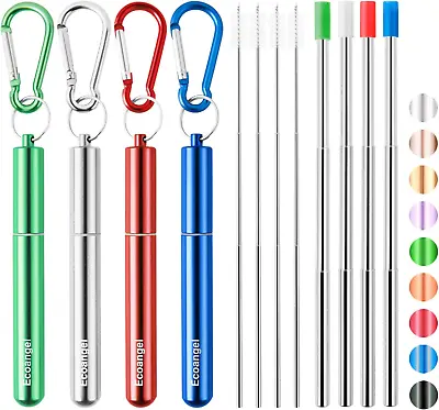 4 Pack Portable Reusable Metal Straw Collapsible Stainless Steel Drinking Straw  • $13.99