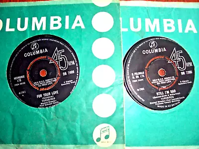 Yardbirds 2x45s  For Your Love+Still I'm Sad  VG+ Columbia DB 7499/7706 - 1965 • £4.99