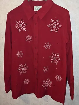 Quacker Factory Women's  Christmas Snowflakes Velvet Blingy Festive Size Md • $20