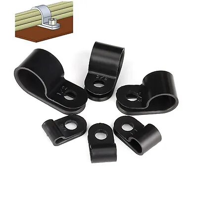 £1.78 • Buy High Quality Black Nylon Plastic P Clips - Fasteners For Conduit &Cable & Tubing