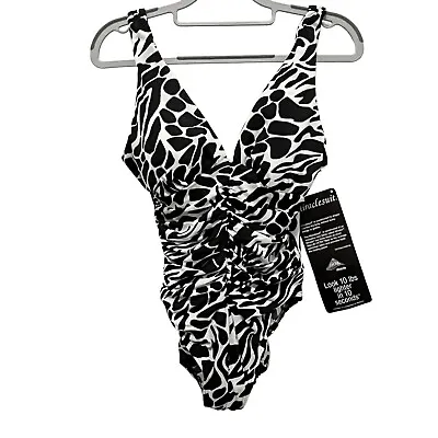 MIracleSuit One Piece Bathing Suit Sonatina Go Boldly Black & White Ruched New • $114.97