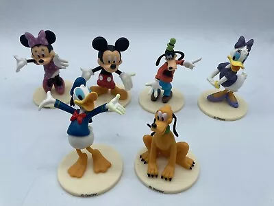 Lot Of 6 Disney Plastic Cake Toppers 3  Minnie Mickey Mouse Goofy Pluto Donald • $14.99