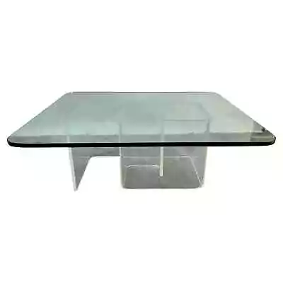 Jeffrey Bigelow Style Mid Century Modern Lucite Base Coffee Or Cocktail Table • $2500