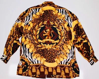 Gianni Versace RARE Vintage 100% Italian Silk Animal Print Baroque Shirt Size 48 • $2500