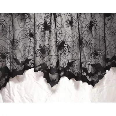 Halloween Bat Lace Mesh Fabric DIY Curtain Cape Dress Table Cloth Prob Upholster • $16.99