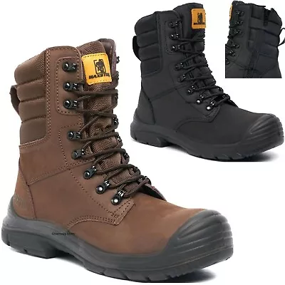 Mens Leather Waterproof Lightweight Police Military Safety Toe Cap Work Boots Sz • £36.95