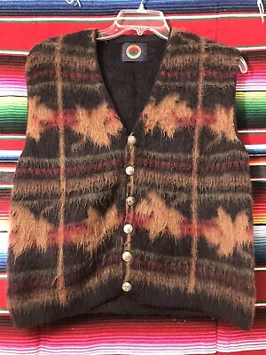 Vintage Fuzzy Mohair Wool Cardigan Vest Size Large • $24.99