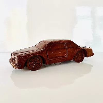 Vintage Wooden Handmade Mercedes-Benz (?) Car Model With Moveable Wheels 8.5'' • $33.48