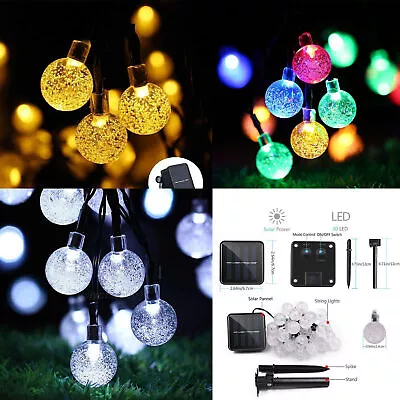 LED SOLAR POWERED Retro Bulb String Lights Garden Fairy Ball Hangin Outdoor Lamp • £8.89