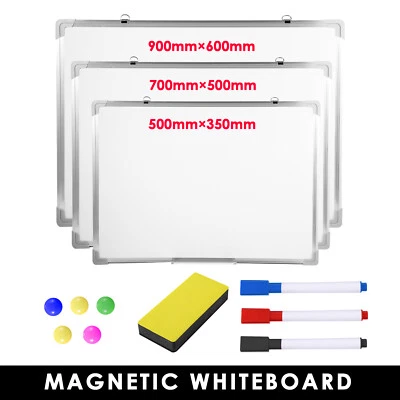 Magnetic Whiteboard Small Large White Board Dry Wipe Notice School Office Home • £7.99