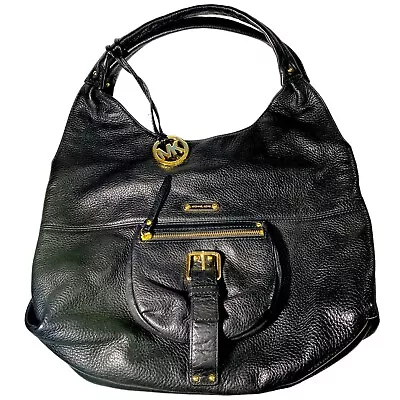 Michael Kors Austin Leather Hobo Handbag Black 11 H X 15 W EUC • $26.89