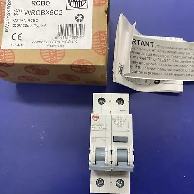 Wylex Double Pole Rcbo6 Ampc Typetype A (AC/DC) .WRCBX6C2 • £49.99