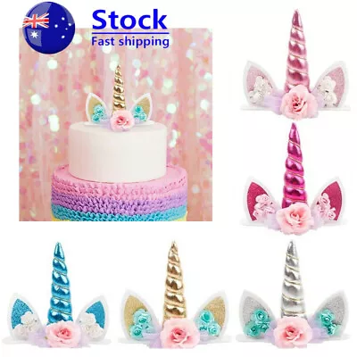 $12.99 • Buy 3D Unicorn Cake Topper Birthday Party Cake Decoration Topper Ears Eyelash Child