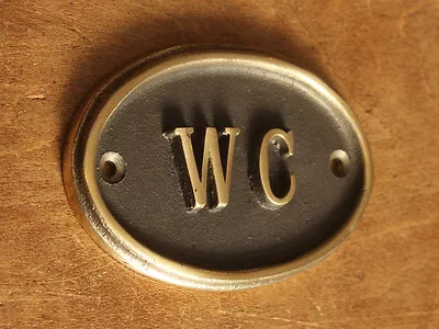 Brass WC Toilet Door Sign Ladies & Gents Bathroom Loo Old Vintage Style (BS-05) • £14.99