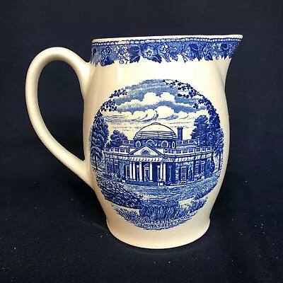 Old English Staffordshire 6” Pitcher Monticello Home Thomas Jefferson Blue Gift  • $132.99