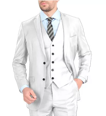 Mens 3 Piece Wedding Men Suits Tuxedos Groomsmen Blazer Vest Pants Custom Made • $115.99