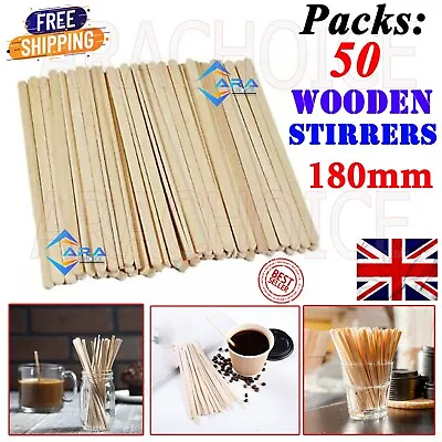 10/1000x Wooden Tea/Coffee Stirrers Craft Paper Cup Hot Drinks Sticks 7 /180mm • £4.95