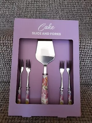 NEW Kimm & Miller Floral Cake Slice & Forks Set • £7.50