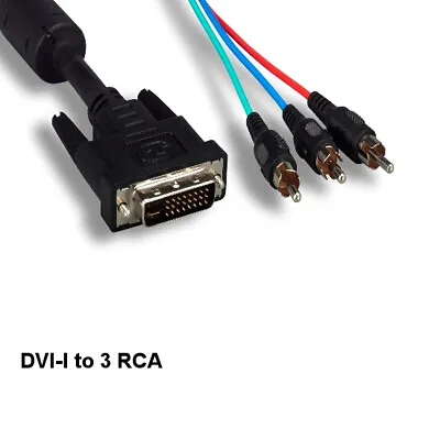 $18.93 • Buy Kentek 6 Ft DVI-I 24+5Pin Dual Link To 3-RCA Cable 28AWG Male/Male Display TV PC