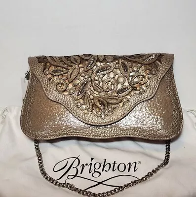 Brighton Perlita Catch The Moon 3d Embellished Leather Applique Shoulderbag $290 • £279.89