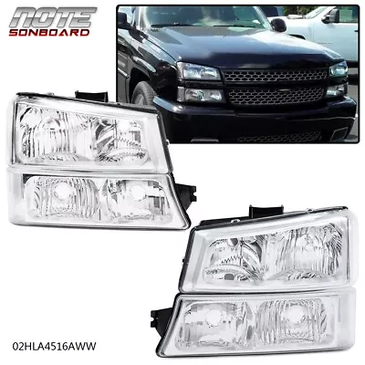 Chrome Clear Headlights + Signal Bumper Lamps Fit For 2003-2006 Chevy Silverado • $55.93