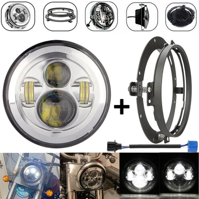 $62.99 • Buy 7''inch LED Headlight + Mount Ring For Yamaha V-Star XVS 650 950 1100 Classic