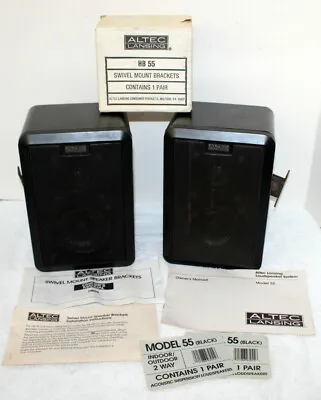 Altec Lansing Model 55 2-Way Indoor Outdoor Speakers W/ Brackets ~ Vtg 1987 ~Fix • $124.99